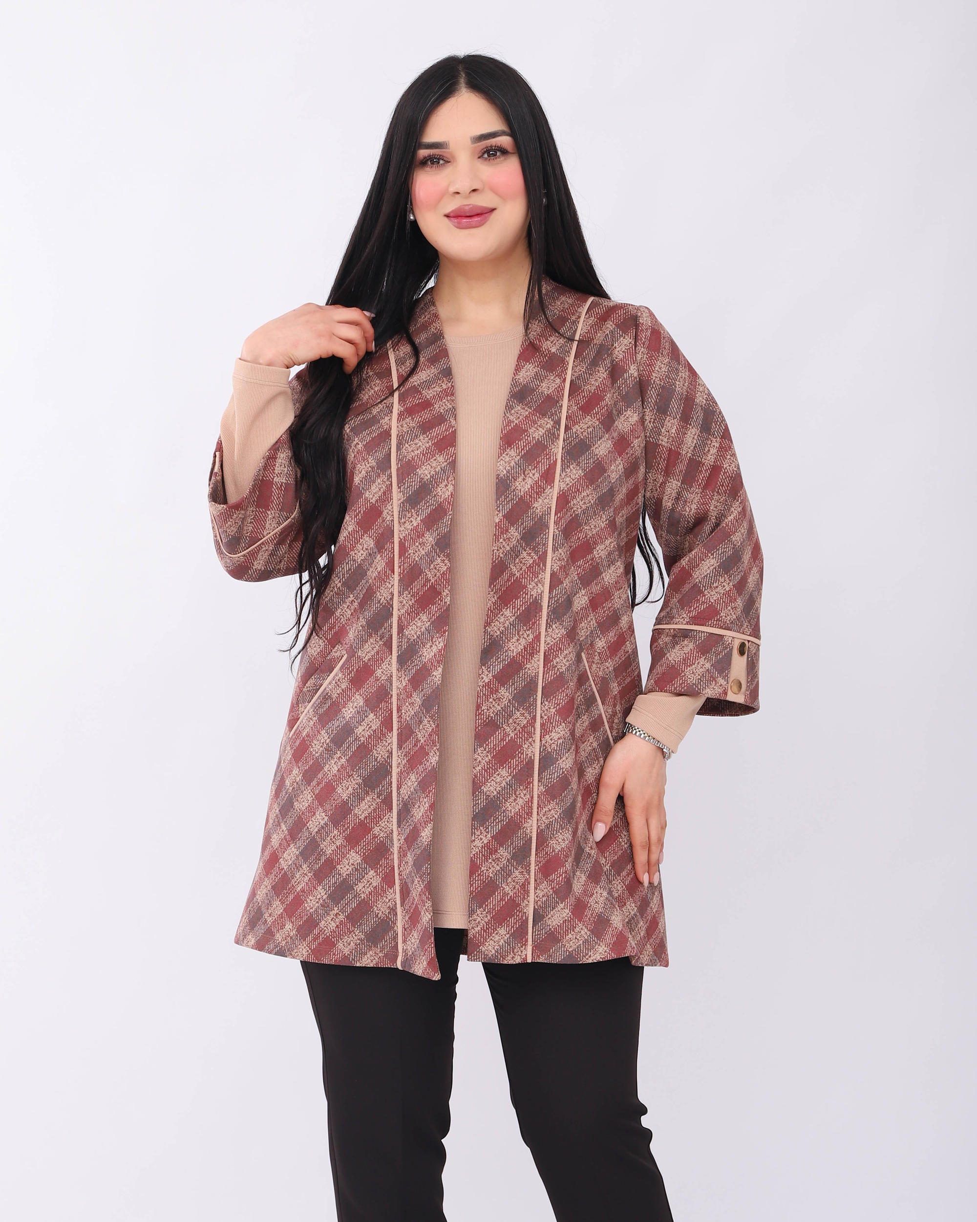 twinset élise rouge brique vu de profil avec la manche visible